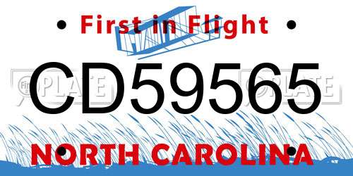 CD59565 North Carolina License Plate