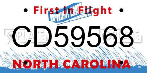 CD59568 North Carolina License Plate