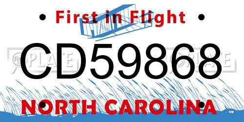 CD59868 North Carolina License Plate