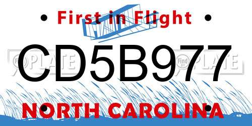 CD5B977 North Carolina License Plate