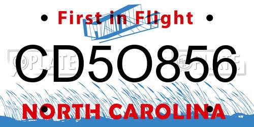 CD5O856 North Carolina License Plate