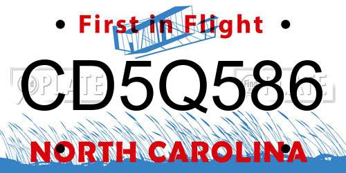 CD5Q586 North Carolina License Plate