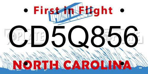 CD5Q856 North Carolina License Plate