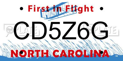 CD5Z6G North Carolina License Plate