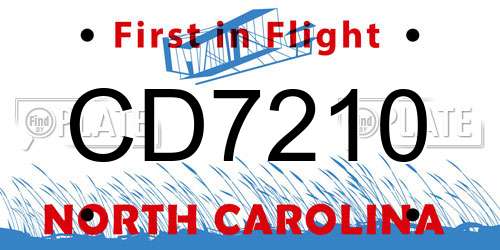 CD7210 North Carolina License Plate