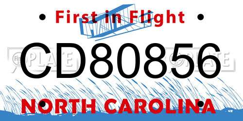 CD80856 North Carolina License Plate