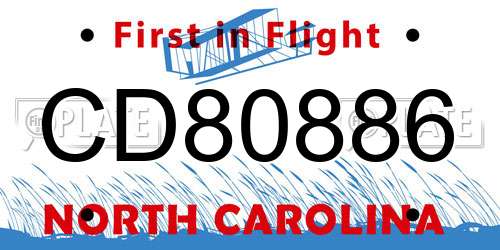 CD80886 North Carolina License Plate