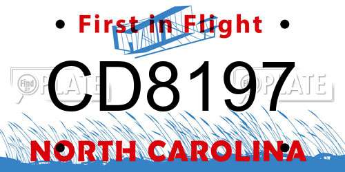 CD8197 North Carolina License Plate
