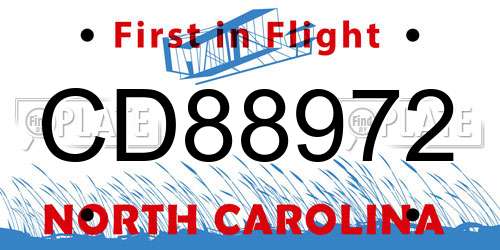 CD88972 North Carolina License Plate