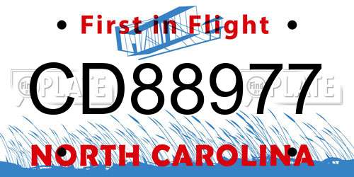 CD88977 North Carolina License Plate
