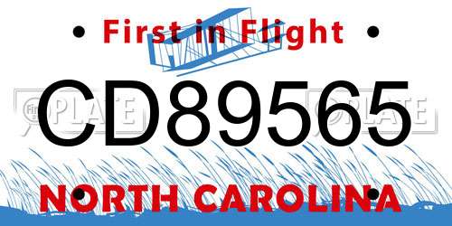 CD89565 North Carolina License Plate