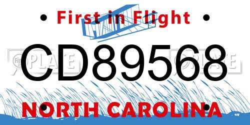CD89568 North Carolina License Plate