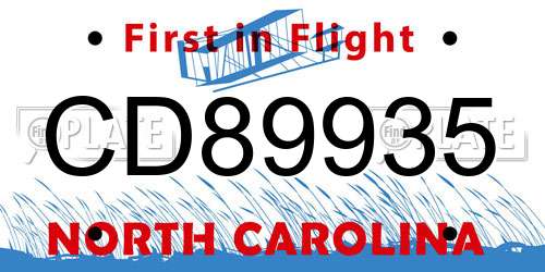 CD89935 North Carolina License Plate