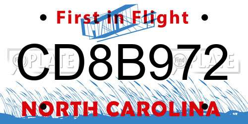 CD8B972 North Carolina License Plate