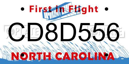 CD8D556 North Carolina License Plate