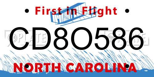 CD8O586 North Carolina License Plate