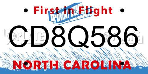 CD8Q586 North Carolina License Plate