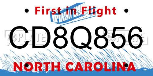 CD8Q856 North Carolina License Plate