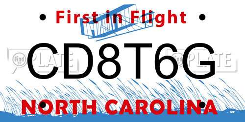 CD8T6G North Carolina License Plate