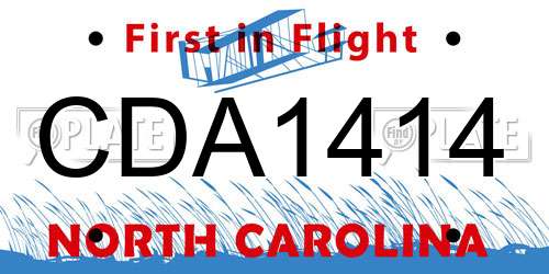 CDA1414 North Carolina License Plate