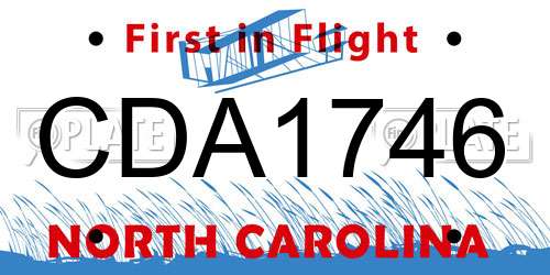 CDA1746 North Carolina License Plate