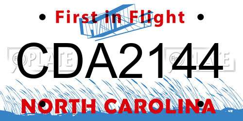 CDA2144 North Carolina License Plate
