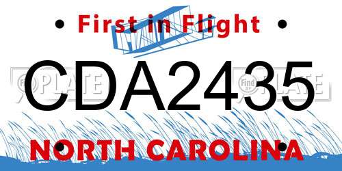 CDA2435 North Carolina License Plate