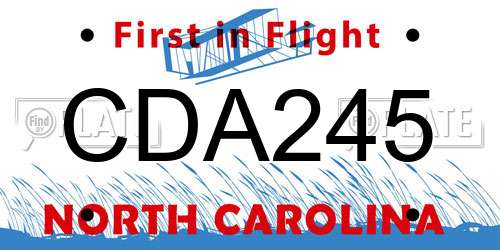 CDA245 North Carolina License Plate