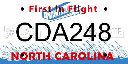 CDA248 North Carolina License Plate