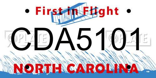 CDA5101 North Carolina License Plate