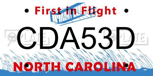 CDA53D North Carolina License Plate
