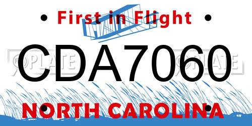 CDA7060 North Carolina License Plate