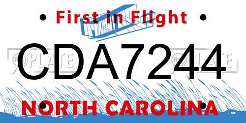 CDA7244 North Carolina License Plate