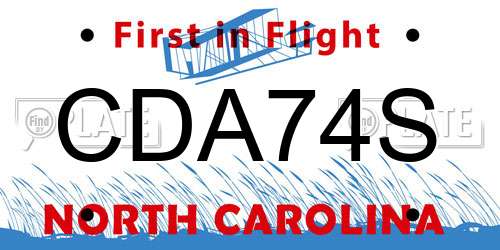 CDA74S North Carolina License Plate
