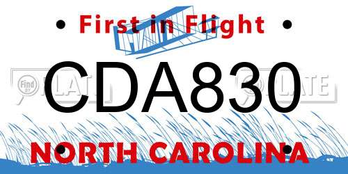 CDA830 North Carolina License Plate