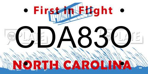 CDA83O North Carolina License Plate