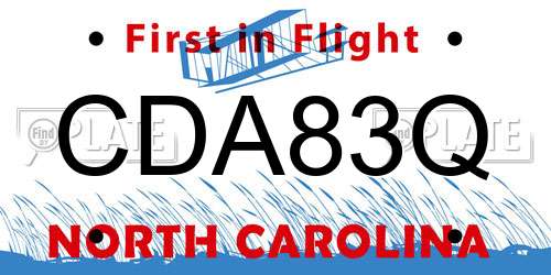 CDA83Q North Carolina License Plate