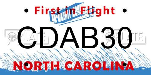 CDAB30 North Carolina License Plate