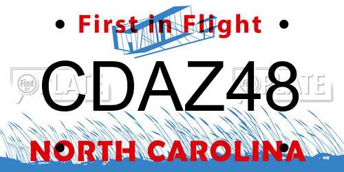 CDAZ48 North Carolina License Plate