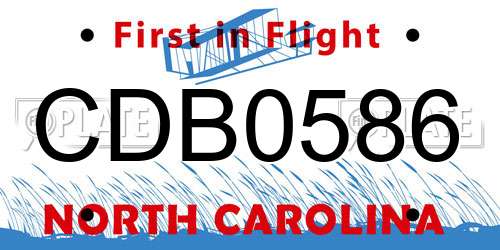 CDB0586 North Carolina License Plate