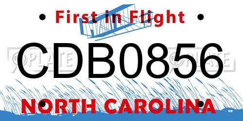 CDB0856 North Carolina License Plate