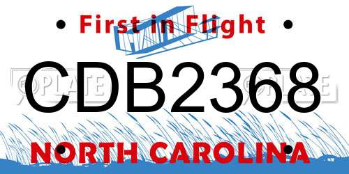 CDB2368 North Carolina License Plate