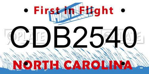 CDB2540 North Carolina License Plate