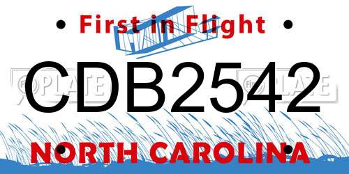 CDB2542 North Carolina License Plate
