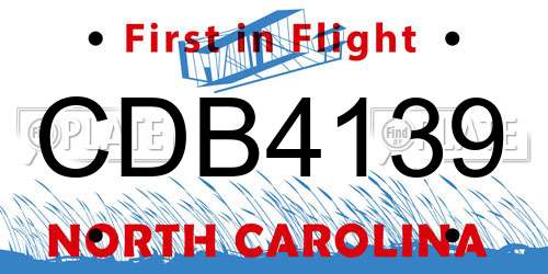 CDB4139 North Carolina License Plate