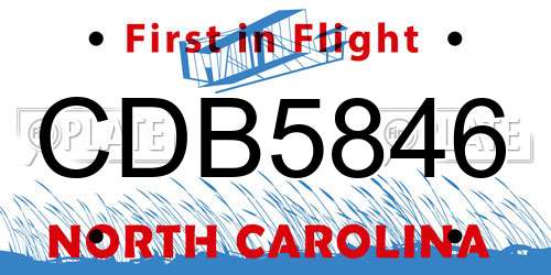 CDB5846 North Carolina License Plate