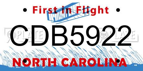 CDB5922 North Carolina License Plate