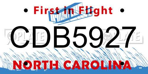 CDB5927 North Carolina License Plate