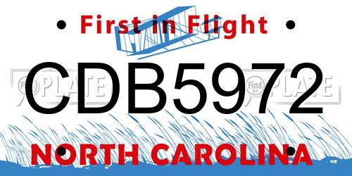 CDB5972 North Carolina License Plate