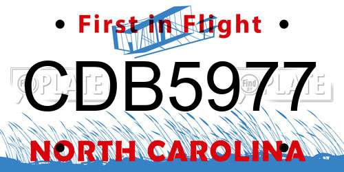 CDB5977 North Carolina License Plate